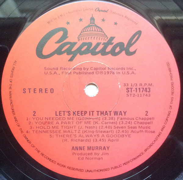 Anne Murray : Let's Keep It That Way (LP, Album)