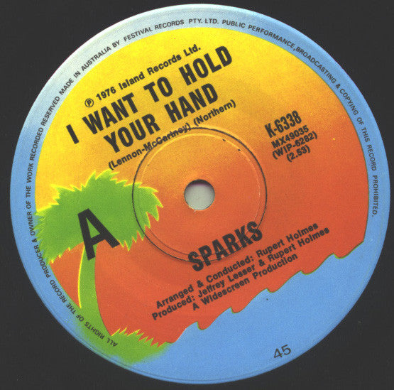 Sparks : I Want To Hold Your Hand (7", Single)