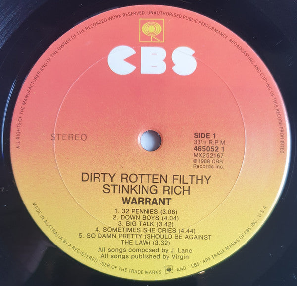 Warrant : Dirty Rotten Filthy Stinking Rich (LP, Album)