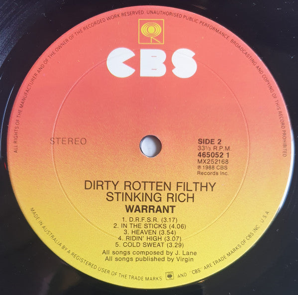 Warrant : Dirty Rotten Filthy Stinking Rich (LP, Album)