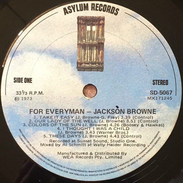 Jackson Browne : For Everyman (LP, Album)