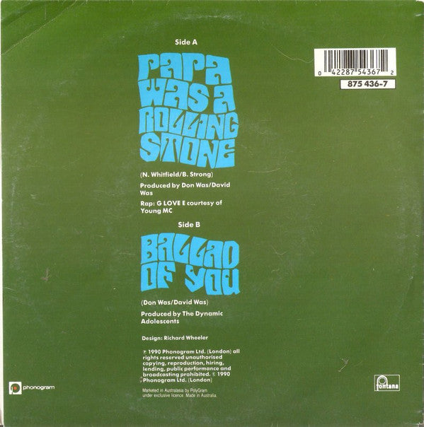 Was (Not Was) : Papa Was A Rolling Stone (7", Single)
