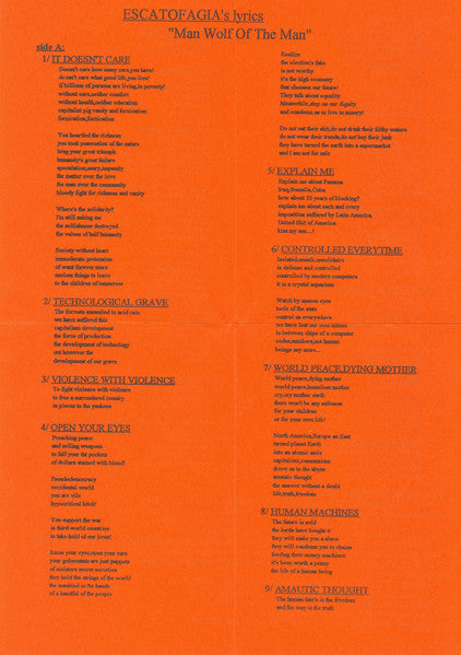Escatofagia : Man Wolf Of The Man (7")