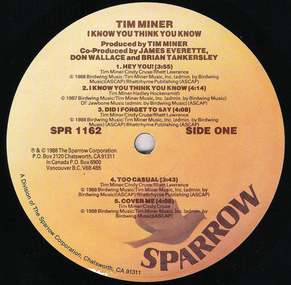 Tim Miner : I Know You Think You Know (LP, Album)