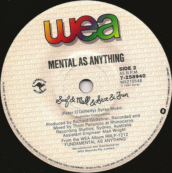 Mental As Anything : Date With Destiny (7", Single, Ltd)