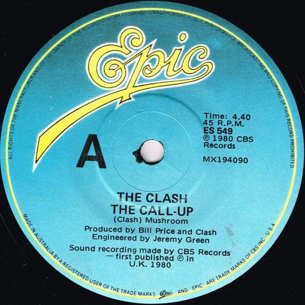 The Clash : The Call Up (7", Single)