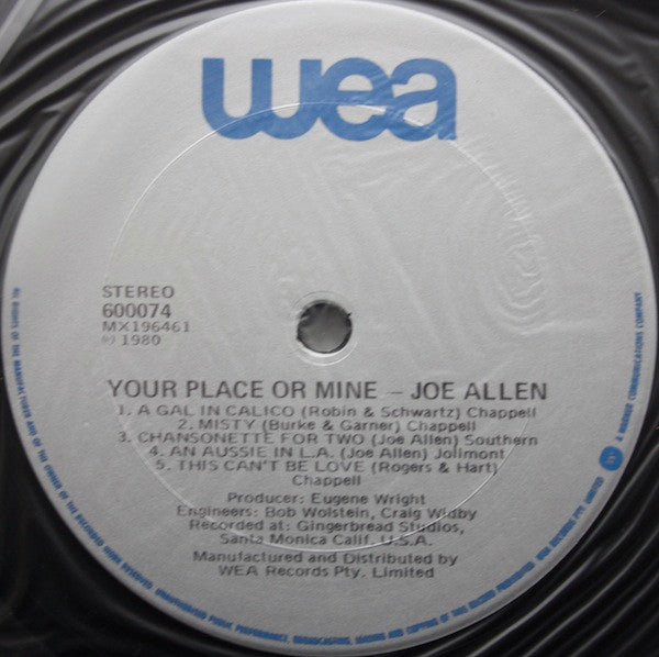 Joe Allen (9) : Your Place Or Mine (LP, Album)