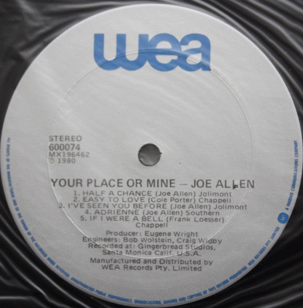 Joe Allen (9) : Your Place Or Mine (LP, Album)