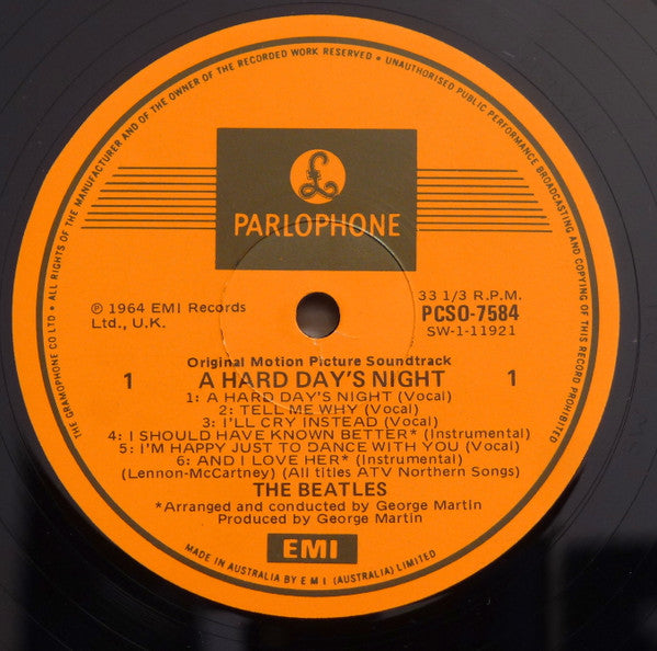 The Beatles : A Hard Day's Night (Original Motion Picture Sound Track) (LP, Album, RE)