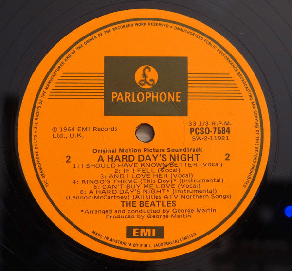 The Beatles : A Hard Day's Night (Original Motion Picture Sound Track) (LP, Album, RE)