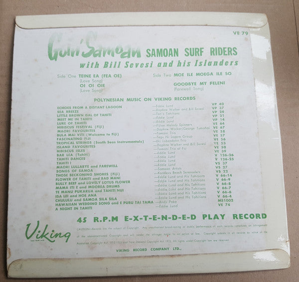 The Samoan Surf Riders With Bill Sevesi And His Islanders* : Goin' Samoan (7", EP)