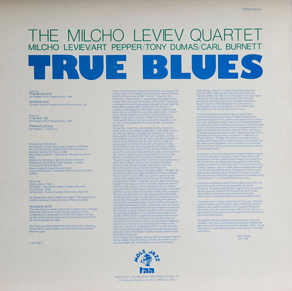 The Milcho Leviev Quartet : True Blues (LP, Album)