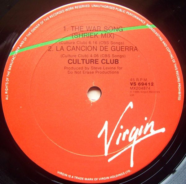 Culture Club : The War Song (12", Single)