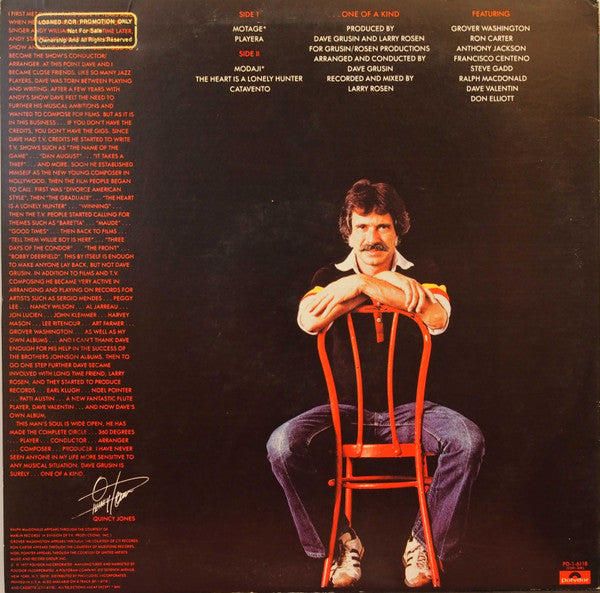 Dave Grusin : One Of A Kind (LP, Album, Promo)