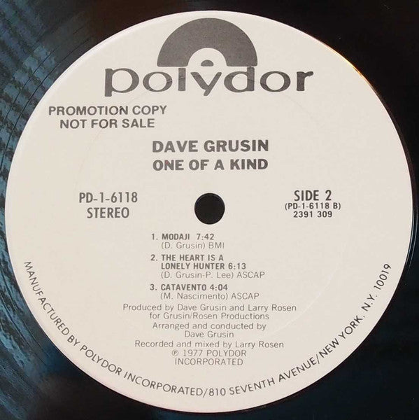 Dave Grusin : One Of A Kind (LP, Album, Promo)