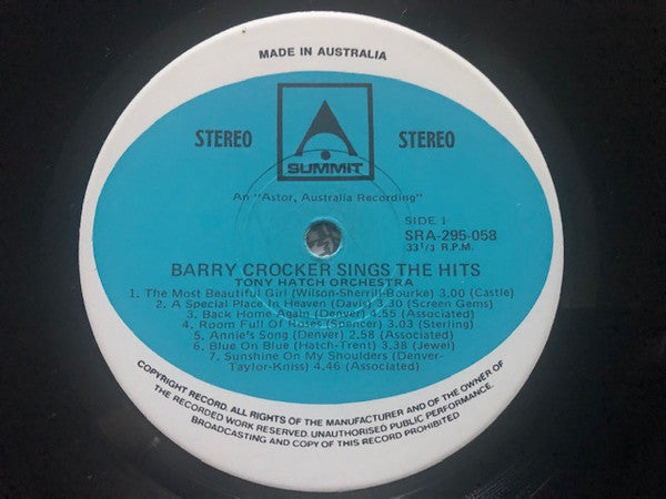 Barry Crocker : Barry Crocker Sings The Hits (LP, Album)