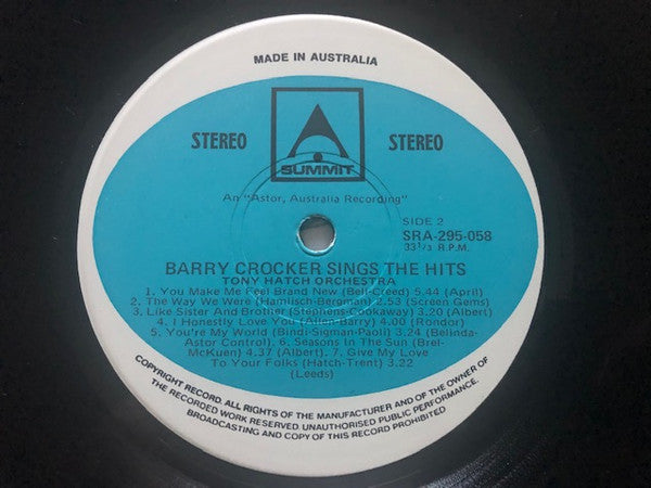 Barry Crocker : Barry Crocker Sings The Hits (LP, Album)