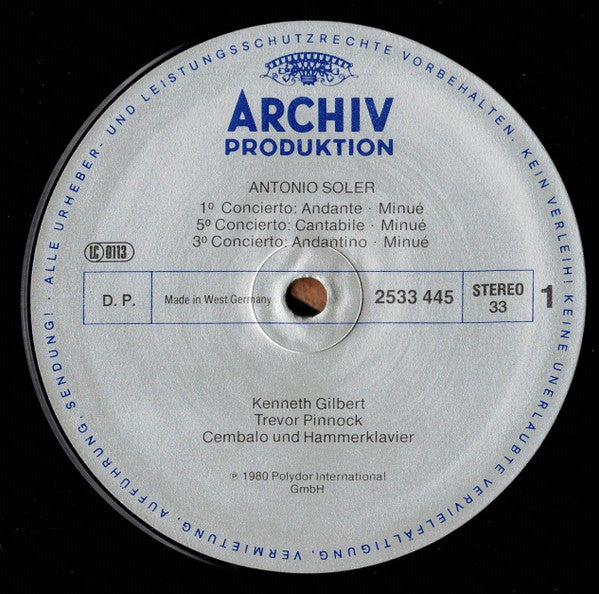 Padre Antonio Soler - Kenneth Gilbert • Trevor Pinnock : Konzerte Für Zwei Tasteninstrumente (LP)