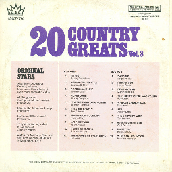 Various : 20 Country Greats Vol. 3 (LP, Comp)