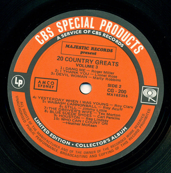 Various : 20 Country Greats Vol. 3 (LP, Comp)