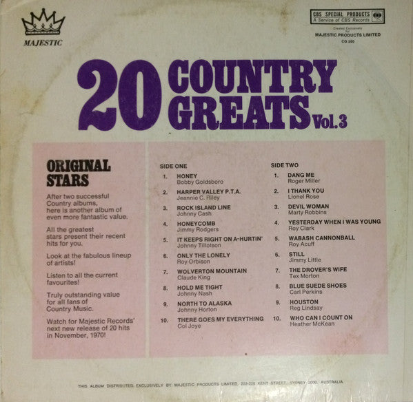 Various : 20 Country Greats Vol. 3 (LP, Comp)