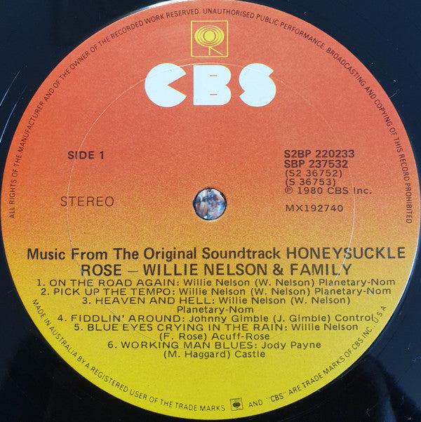 Willie Nelson & Family : Honeysuckle Rose (Music From The Original Soundtrack) (2xLP)