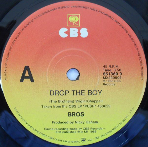 Bros : Drop The Boy (7", Single, Ltd)