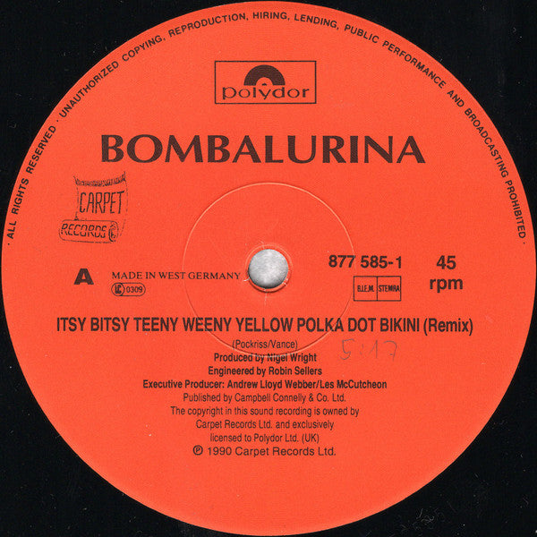 Bombalurina : Itsy Bitsy Teeny Weeny Yellow Polka Dot Bikini (12")