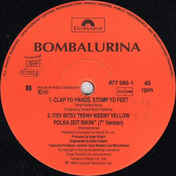 Bombalurina : Itsy Bitsy Teeny Weeny Yellow Polka Dot Bikini (12")