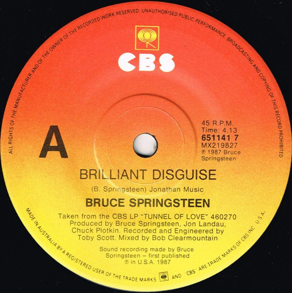 Bruce Springsteen : Brilliant Disguise (7", Single)