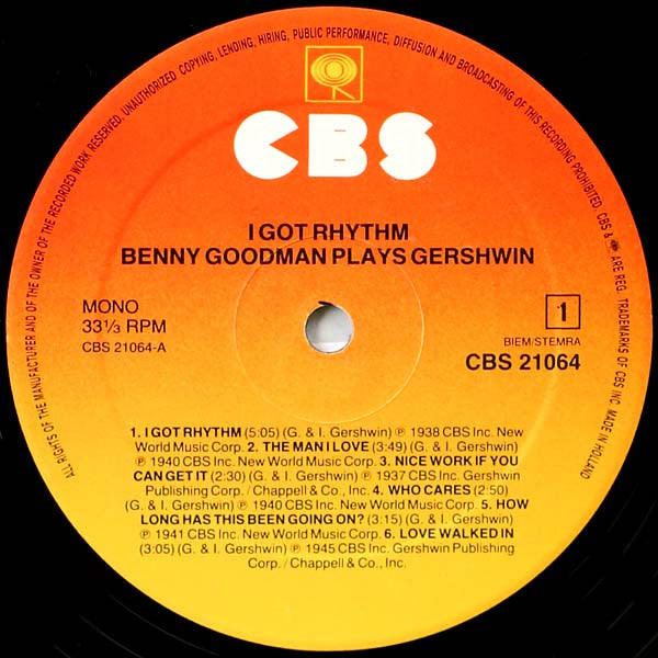 Benny Goodman : Benny Goodman Plays Gershwin (LP, Comp, Mono)