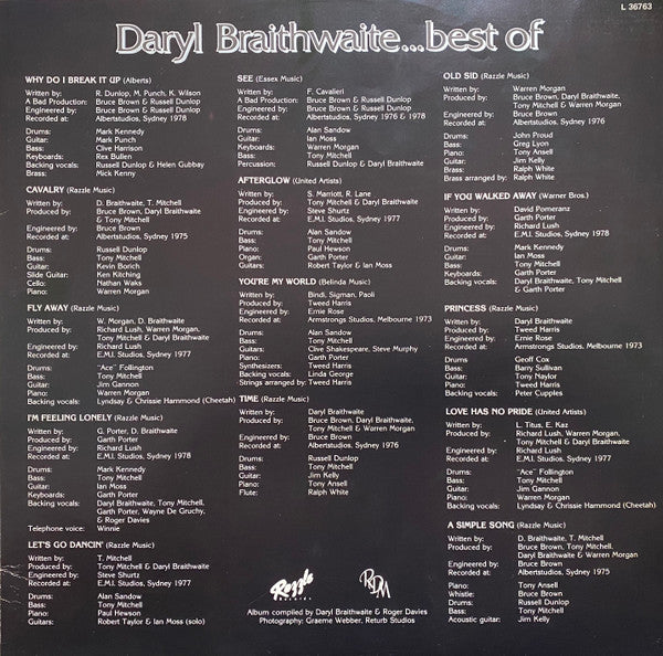 Daryl Braithwaite : Best Of (LP, Comp)