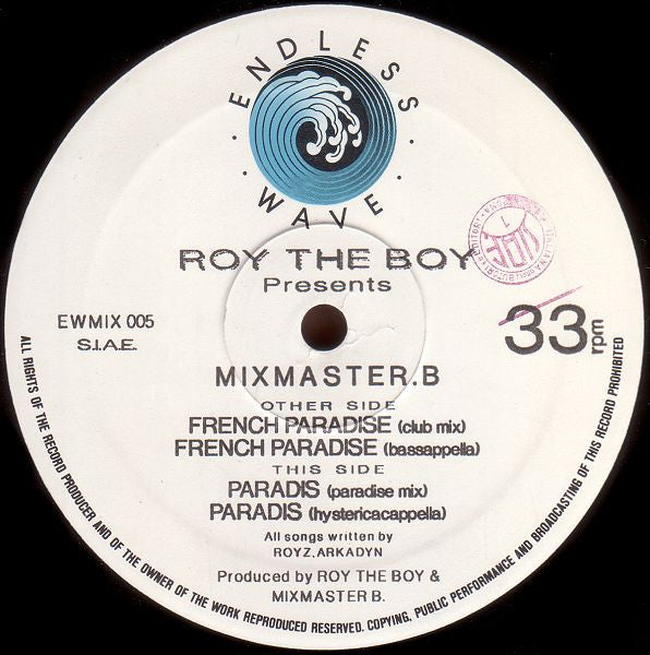 Roy The Boy Presents Mixmaster B : French Paradise (12")