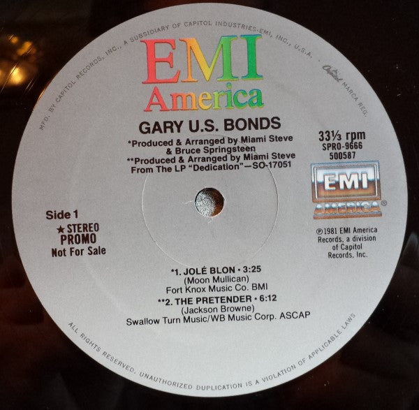 Gary U.S. Bonds : Gary U.S. Bonds (12", EP, Ltd, Promo)