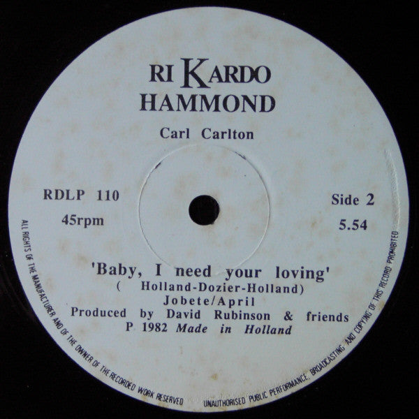 Richard T. Bear / Carl Carlton : Sunshine Hotel / Baby, I Need Your Loving (12")