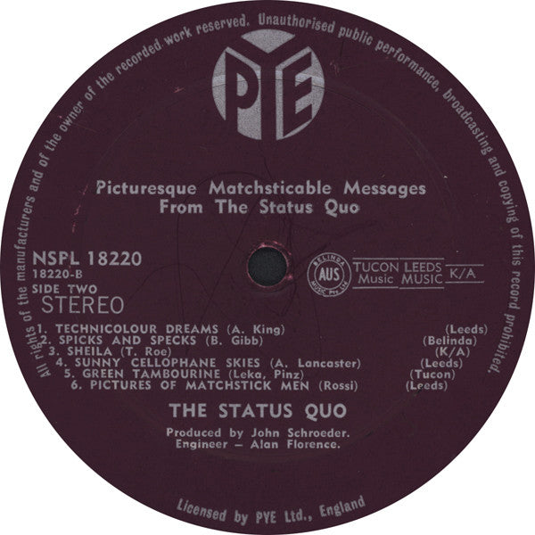 Status Quo : Picturesque Matchstickable Messages From The Status Quo (LP, Album)
