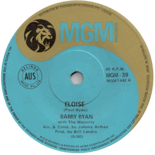 Barry Ryan : Eloise (7&quot;, Single)