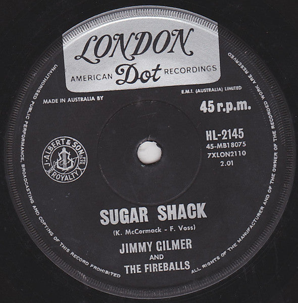 Jimmy Gilmer And The Fireballs : Sugar Shack (7", Single)