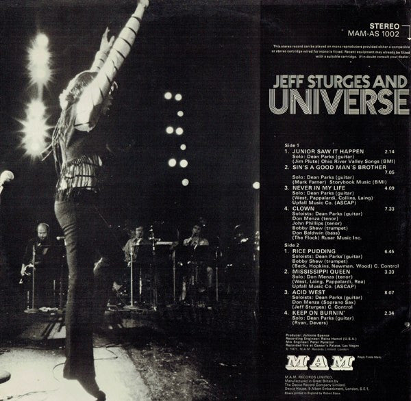 Jeff Sturges : Jeff Sturges And Universe (LP, Album)