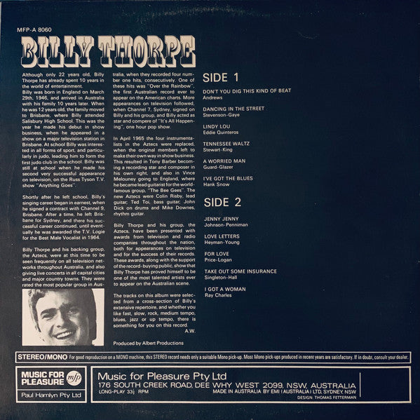 Billy Thorpe And The Aztecs : I Got A Woman (LP)