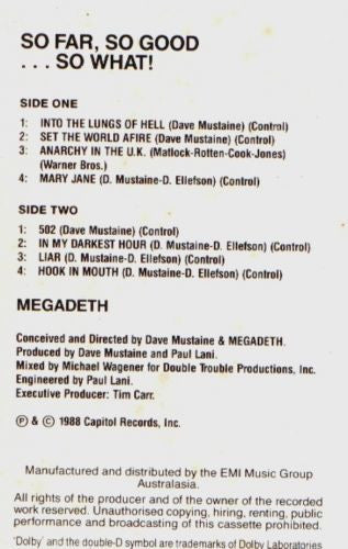 Megadeth : So Far, So Good... So What! (Cass, Album)
