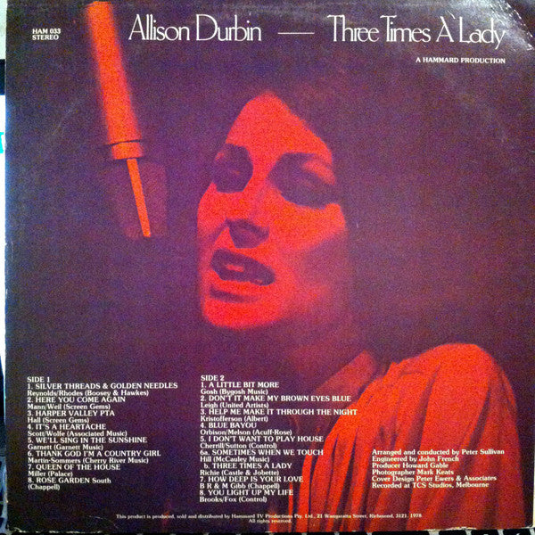 Allison Durbin : Three Times A Lady (LP, Album)