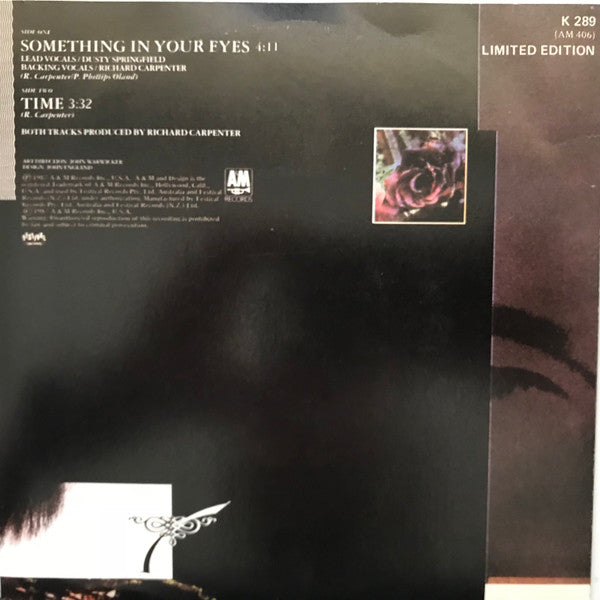 Richard Carpenter And Dusty Springfield : Something In Your Eyes (7", Single)