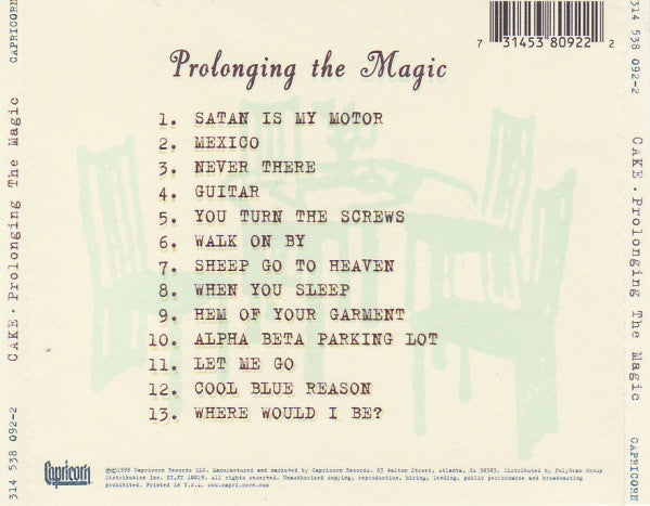 Cake : Prolonging The Magic (CD, Album)