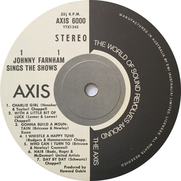 Johnny Farnham* : Johnny Farnham Sings The Shows (LP, Album)