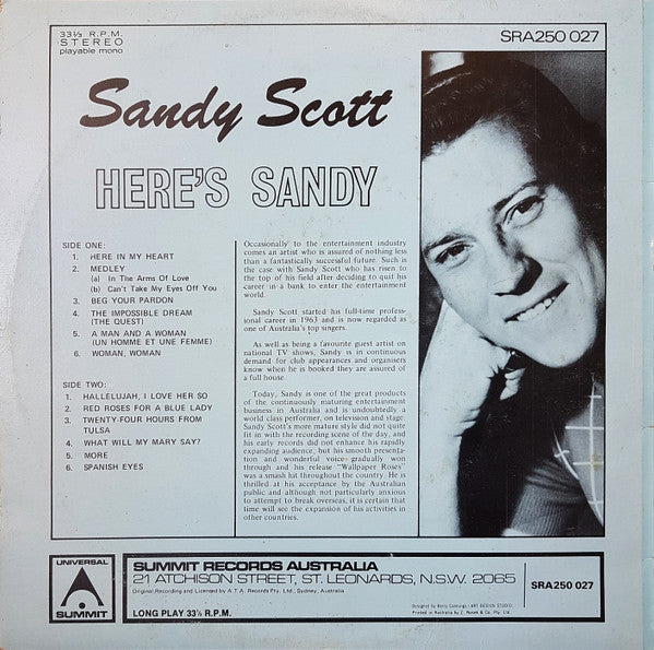 Sandy Scott (2) : Here's Sandy (LP, Comp)