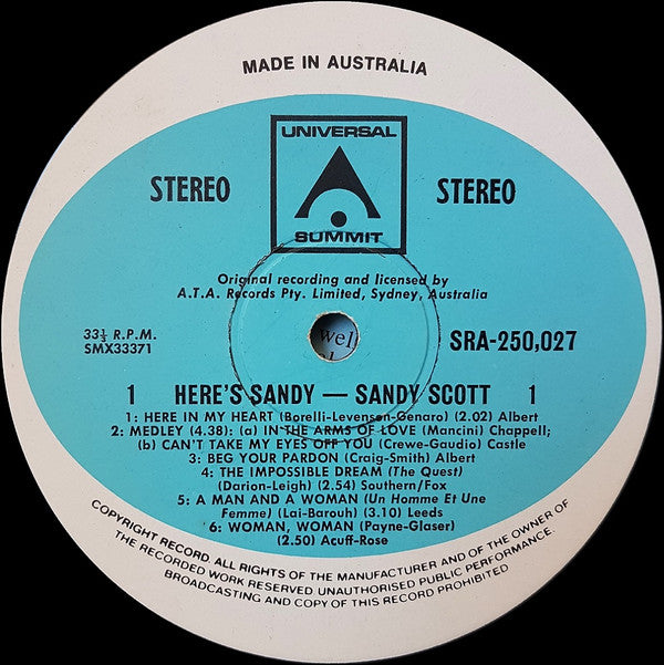 Sandy Scott (2) : Here's Sandy (LP, Comp)