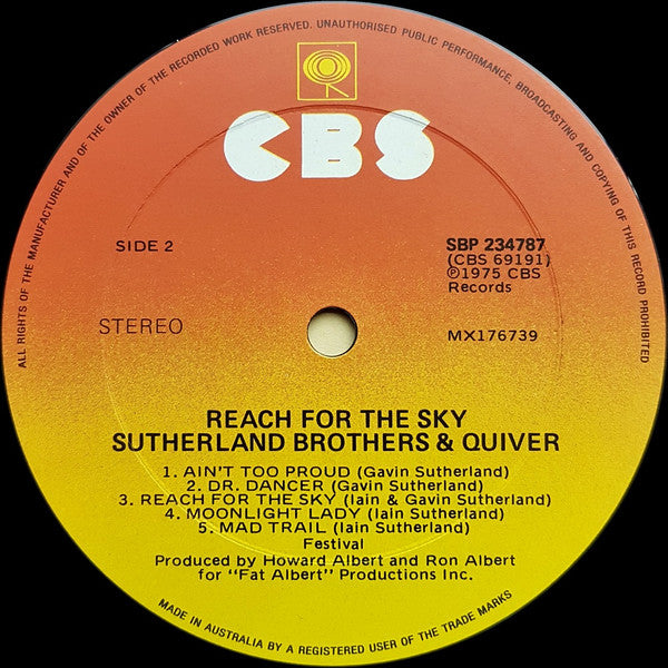 Sutherland Brothers & Quiver : Reach For The Sky (LP, Album)