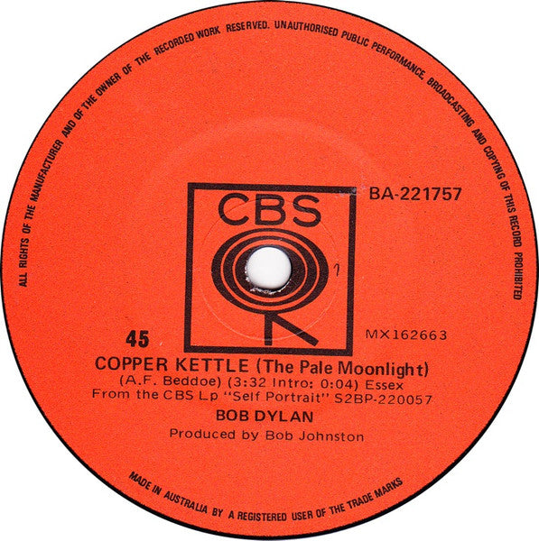 Bob Dylan : Wigwam / Copper Kettle (7")