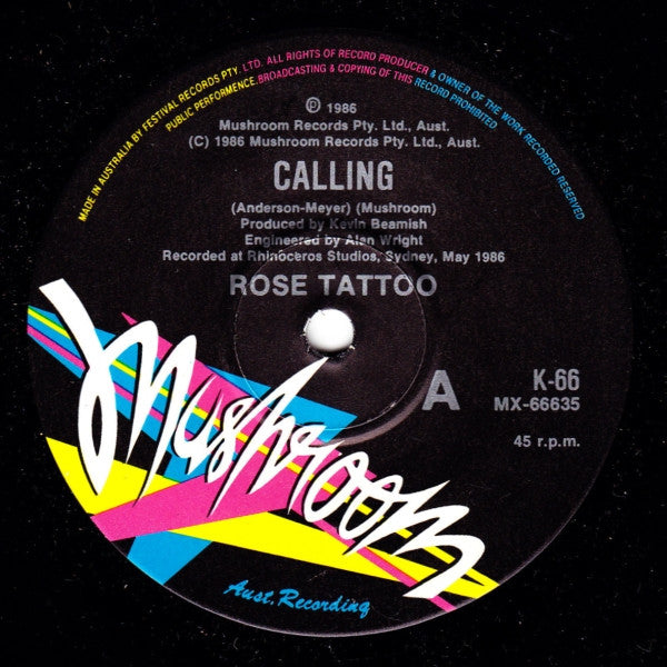 Rose Tattoo : Calling (7&quot;, Single)